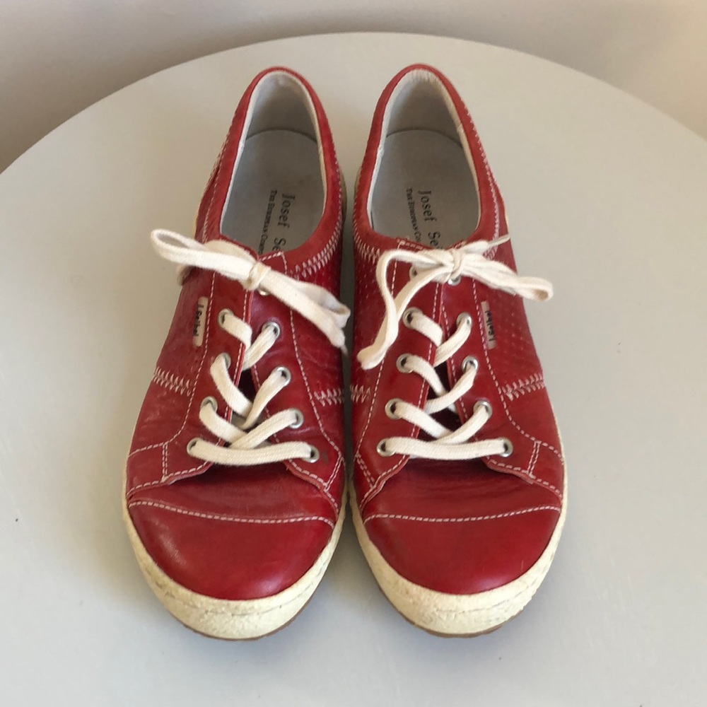 Red Leather Josef Seibel Sneakers | Size 38